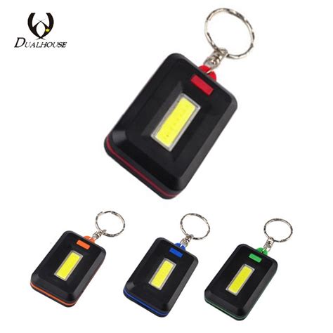 Fashion Portable Mini Cob Led Flashlight Key Chain Ring Keychain Lamp