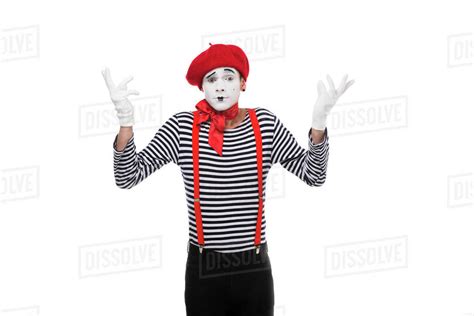 Mime Showing Shrug Gesture Isolated On White Stock Photo Dissolve