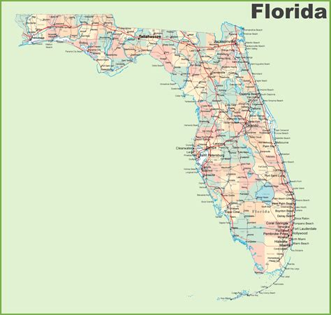Florida Road Map With Cities And Towns Ontheworldmap Com