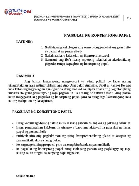 Fili112lesson 17 Pagsulat Ng Konseptong Papelpdf