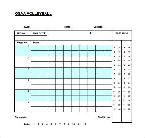12 Sample Volleyball Score Sheets Sample Templates