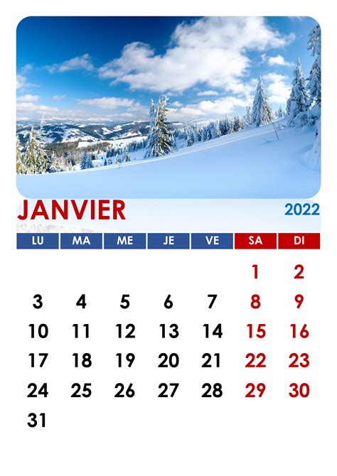Calendrier Janvier 2022 Calendriersu