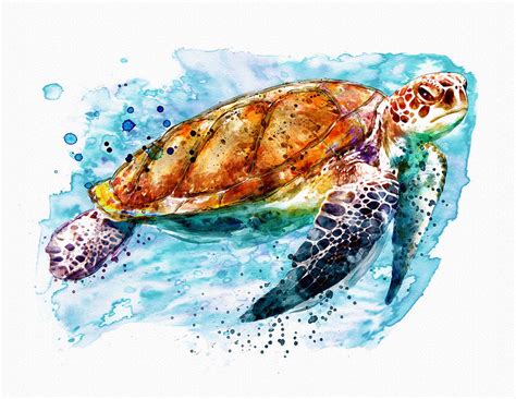 Sea Turtle Mixed Media By Marian Voicu