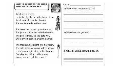 moon reading comprehension worksheet