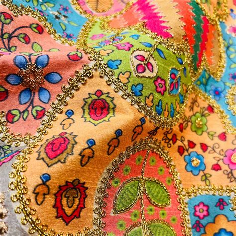 Multicolor Artificial Raw Silk Embroidered Royal Motif Fabrics