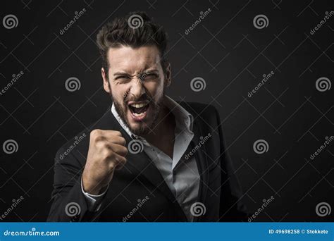 Angry Businessman Showing Fists Stock Photo Image Of Anger Bossy