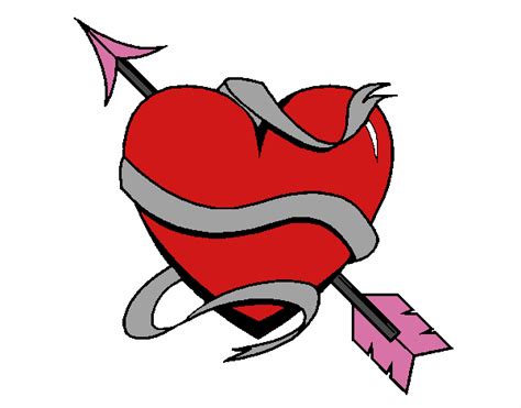 Apprenez à dessiner un coeur mignon facilement et étape par étape. Dessin de Cœur avec une flèche III colorie par Membre non ...