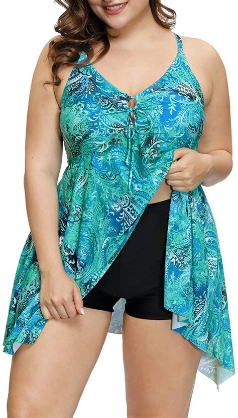 Hanna Nikole Two Piece Tankini Swimsuits For Women Plus Turquoise