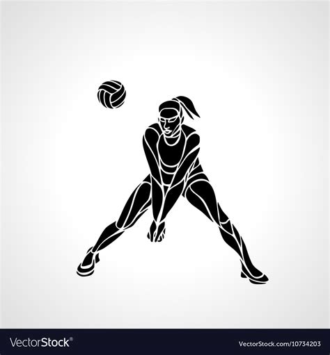 Woman Volleyball Player Silhouette Passing Ball Vector Image