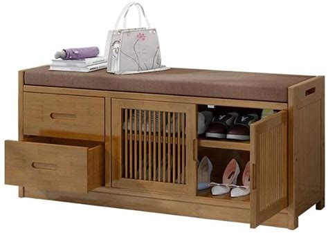 Buy 2 Tier Bamboo Shoe Storage Cabinet Bench With 2 Drawers Shoe Shelf