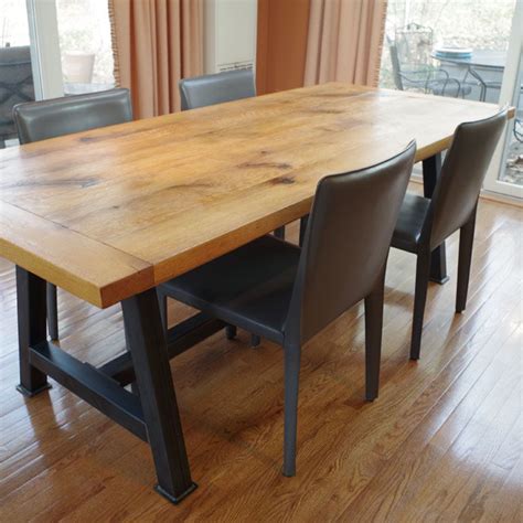 Classic mission style slats make the tall standing. Hand Made Rustic Oak Dining Table by Chagrin Valley Custom ...