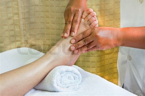 Reflexology Foot Massage Spa Foot Massage Treatment Stock Image Colourbox