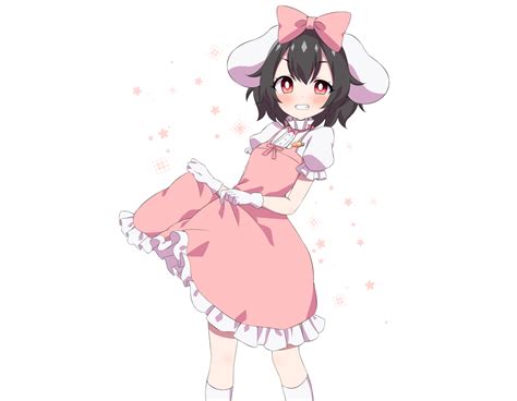 Animal Ears Black Hair Blush Bow Bunny Ears Bunnygirl Dress Gloves