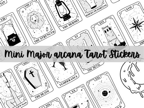 Mini Printable Tarot Card Stickers 22 Major Arcana Tarot Cards Sticker