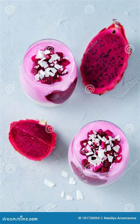 Greek Yogurt Pitaya Chia Seeds Parfait Stock Photo Image Of Gourmet