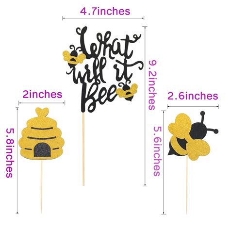 25 pcs glitter what will it bee cake topper bumble bee cupcake toppers bee pupa cupcake toppers