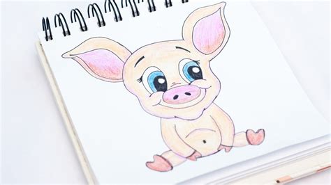 Image of how to draw a cute kawaii cartoon pig from letter y shapes. Easily Draw a Cute Cartoon Pig - DIY Crafts - Guidecentral - YouTube