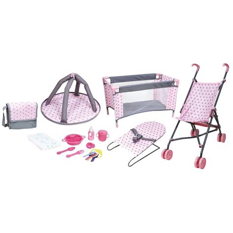 Lissi 5 Piece Baby Doll Deluxe Nursery Play Set Baby Doll Accessories