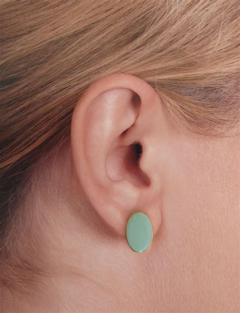 Turquoise Post Earrings Gold X Mm Oval Stud Earrings Etsy