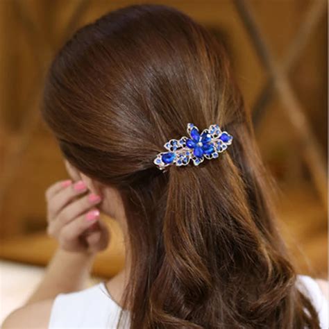 1pcs Beauty Women Fashion Hair Clip Floral Crystal Rhinestone Barrette