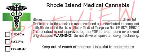 Rhode Island Green Cross Medical Sticker For Prescription Medical Weed