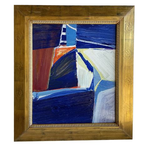 20th Century Blue French Abstract Oil Painting Of A Color Field By