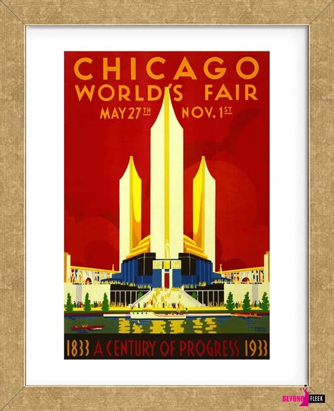 1933 Chicago Worlds Fair Framed Vintage Advertising Posters