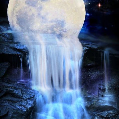 Melted Moon Waterfall Paintings Moon Painting Painting