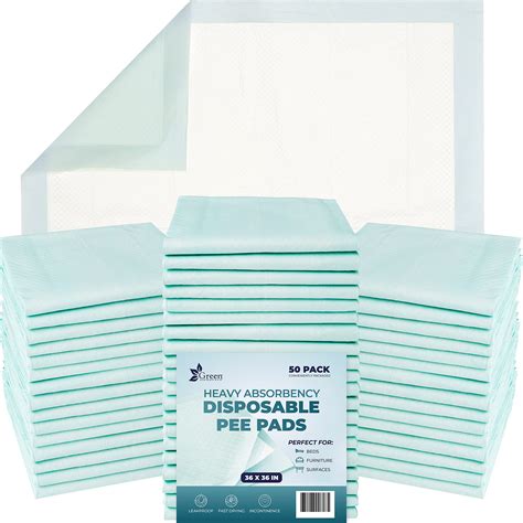Green Lifestyle Disposable Underpads 50 Pack 36x36 Chucks Pads
