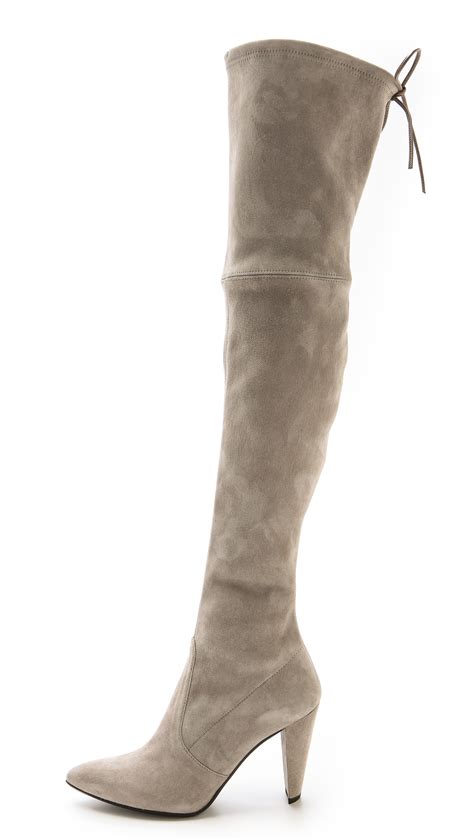 lyst stuart weitzman high street over the knee boots funghi in gray