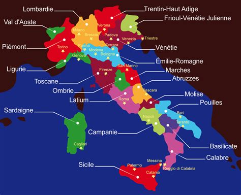 Les Régions D Italie Carte Passions Photos
