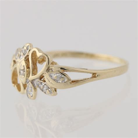 Dainty ring, promise ring, minimalist cz ring, delicate ring, baguette ring, diamond ring, engagement ring, dainty ring gold, gold ring. Diamond Heart Promise Ring - 10k Yellow Gold Small Petite 0.04ctw Love Band | eBay