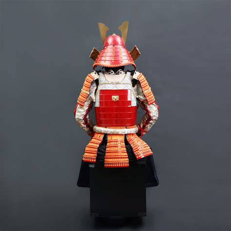 handmade red japanese samurai armor for yukimura sanada with kuro kuwagata helmet life size