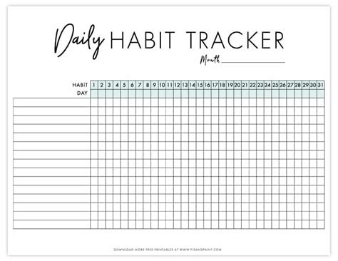 Daily Habit Tracker Printable Free Free Printable Templates