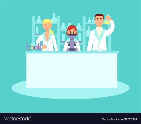 Scientists Conducting Research In Laboratories Vector Image