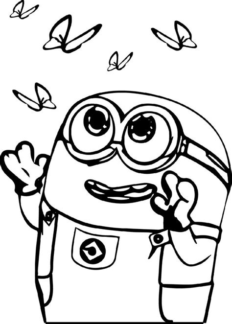 Minion Coloring Pages Bob All Versions And Poses Educative Printable