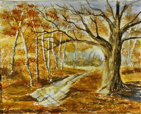 Oak Tree Autumn Woodland Fall Painting Silver Birch Jim Decker