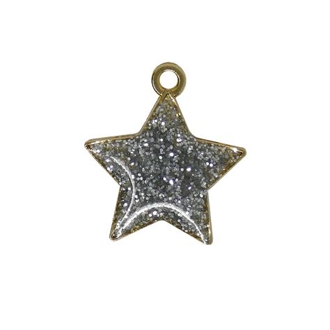 20mm Silver Glitter Enamel Pendant Gold Plated 2pcs