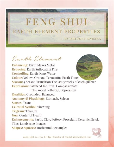 Feng Shui Five Element Properties Earth Element Feng Shui By Bridget