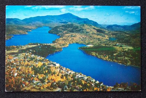 1964 Aerial View Lake Placid Ny Essex Co Postcard New York Ebay