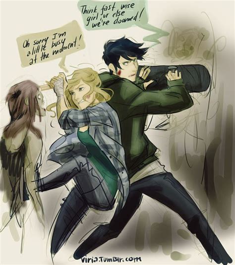 percy and annabeth during the zombie apocalypse percy jackson art percy jackson fan art