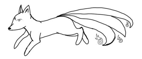 Three Tailed Fox Demon Line Art By Airy Styles On Deviantart