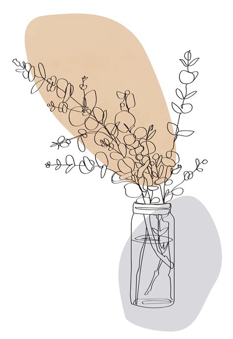 Modern Minimalist Line Drawing Eucalyptus Print House Plant Etsy In