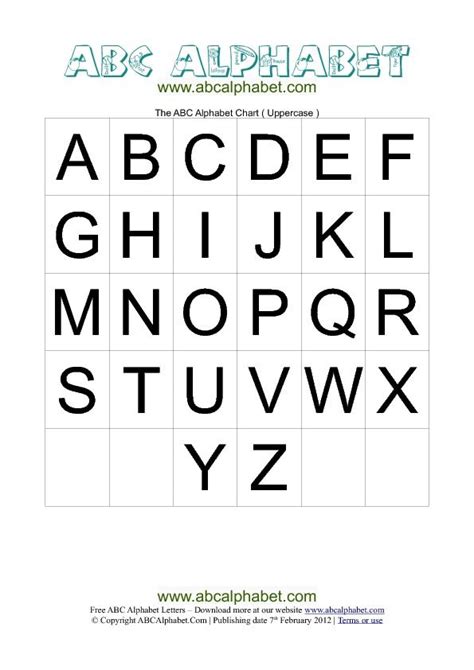Abc Alphabet Chart Uppercase Abc Alphabet Com Printable Alphabet