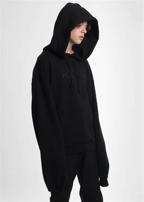 dressed undressed black oversized floating embroidery hoodie garmentory