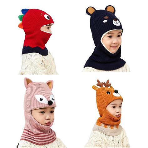 2 To 6 Years Old Boy Girl Beanie Protect Neck Cartoon Animal Windproof