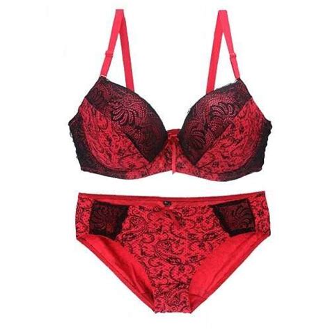 Boldiva Plus Size Sexy Padded Bra Panty Lingerie Sets Red Boldiva