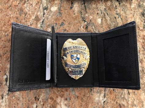 Genuine Leather Tri Fold Badge Holder Wallet Black Police Badge Holder ·