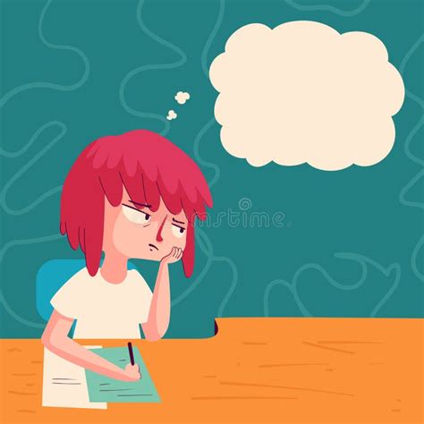 Bored School Girl Stock Vector Illustration Of Homework 86557412