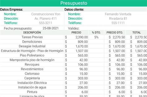 Plantilla De Presupuesto De Obra En Word Y Excel Gratis 2023 Vrogue